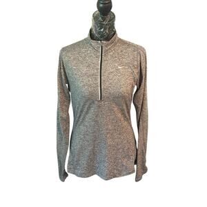 Nike Women’s Small Gray Long Sleeve Quarter Zip Dri-Fit Swoosh Athletic Runner